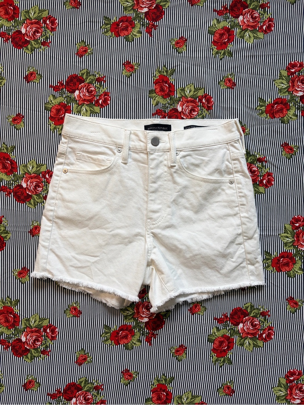 White High-Rise Denim Shorts - Banana Republic